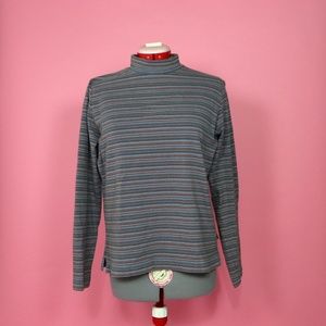 Striped Multicolor Mock Turtleneck Sweatshirt